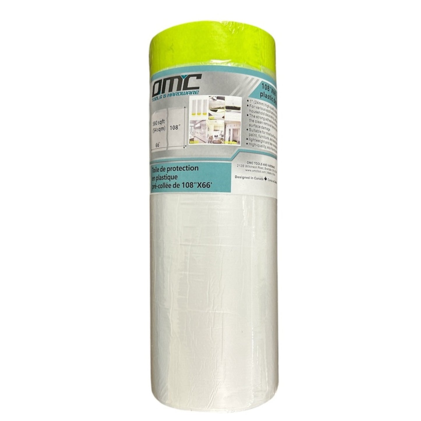 OMC Pre-Taped Plastic Drop Cloth-108''x66'