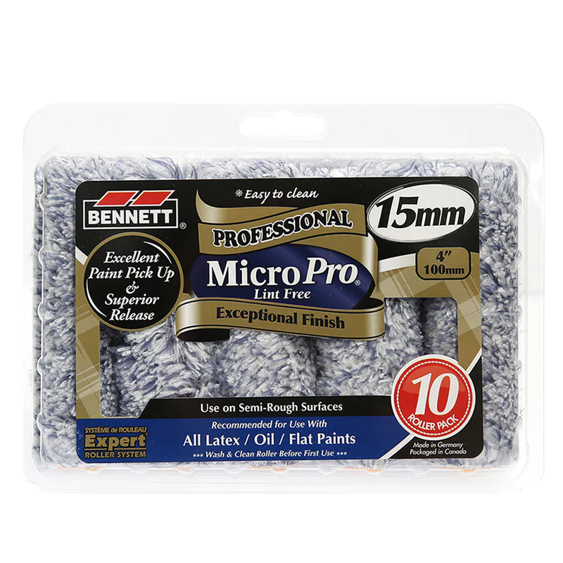 Bennett Micro Pro 4 Inch 15mm Roller 10 Pack