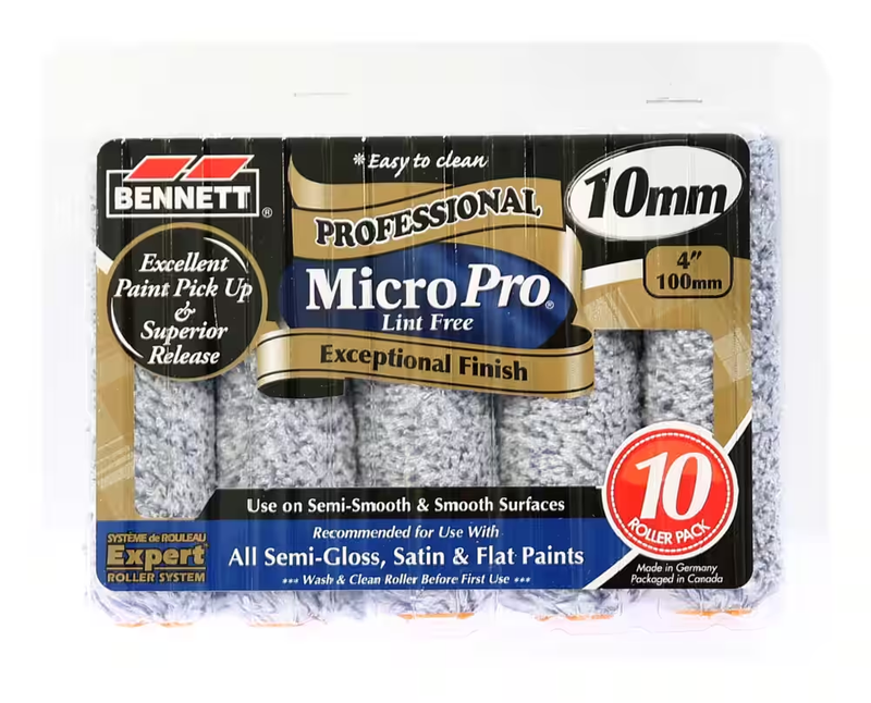 Bennett Micro Pro 4 Inch 10mm Roller 10 Pack